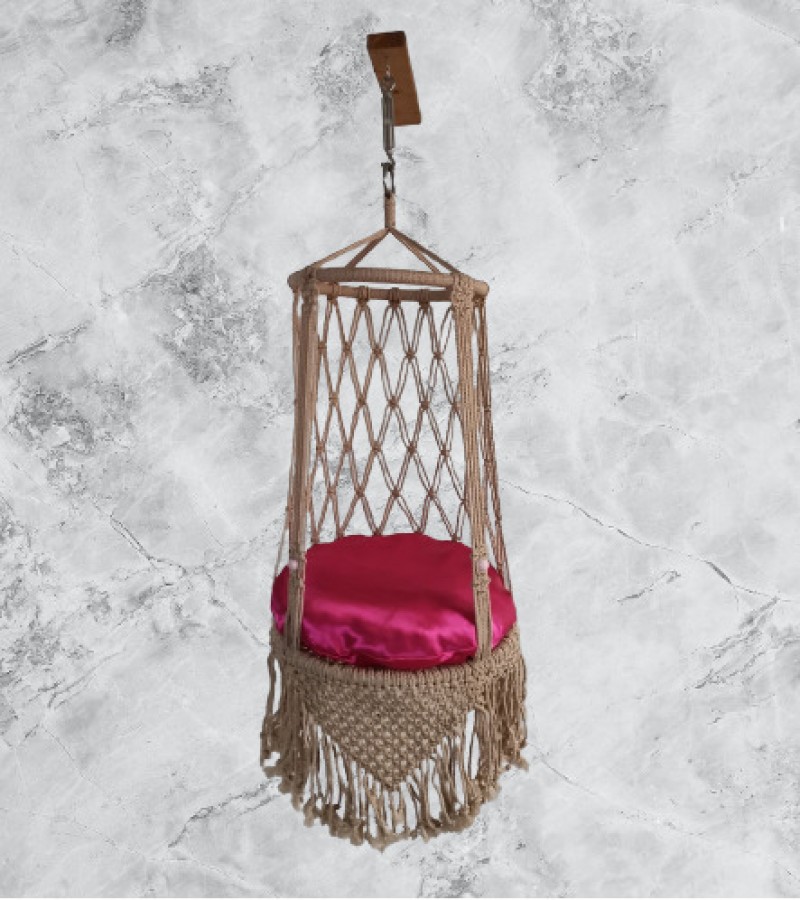 Cream macrame hammock swing chair for pets