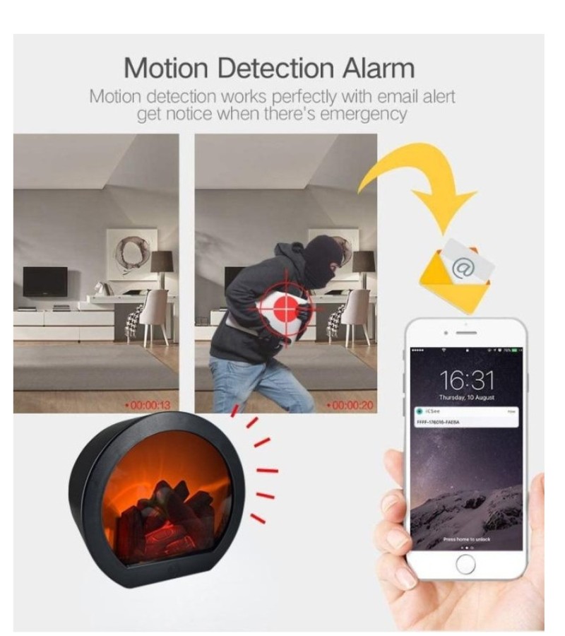 Remote control HD Fireplace Decorative Lamp Mini WiFi Camera -Spy camera