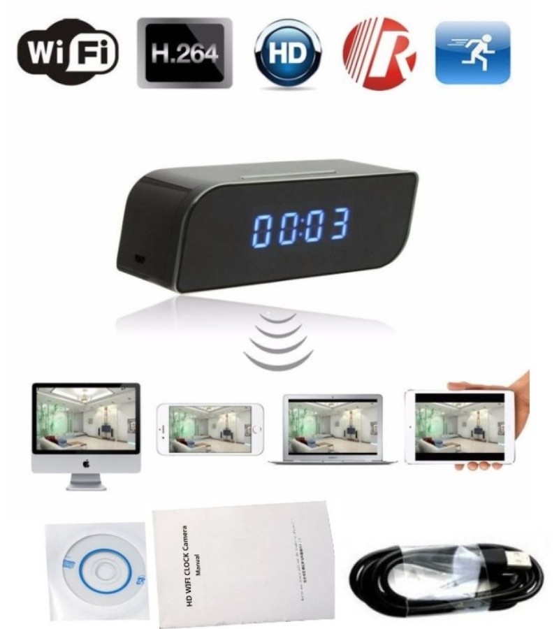 WiFi cam Table clock T3 with charging cable- HD 1080P-HIdden Camera