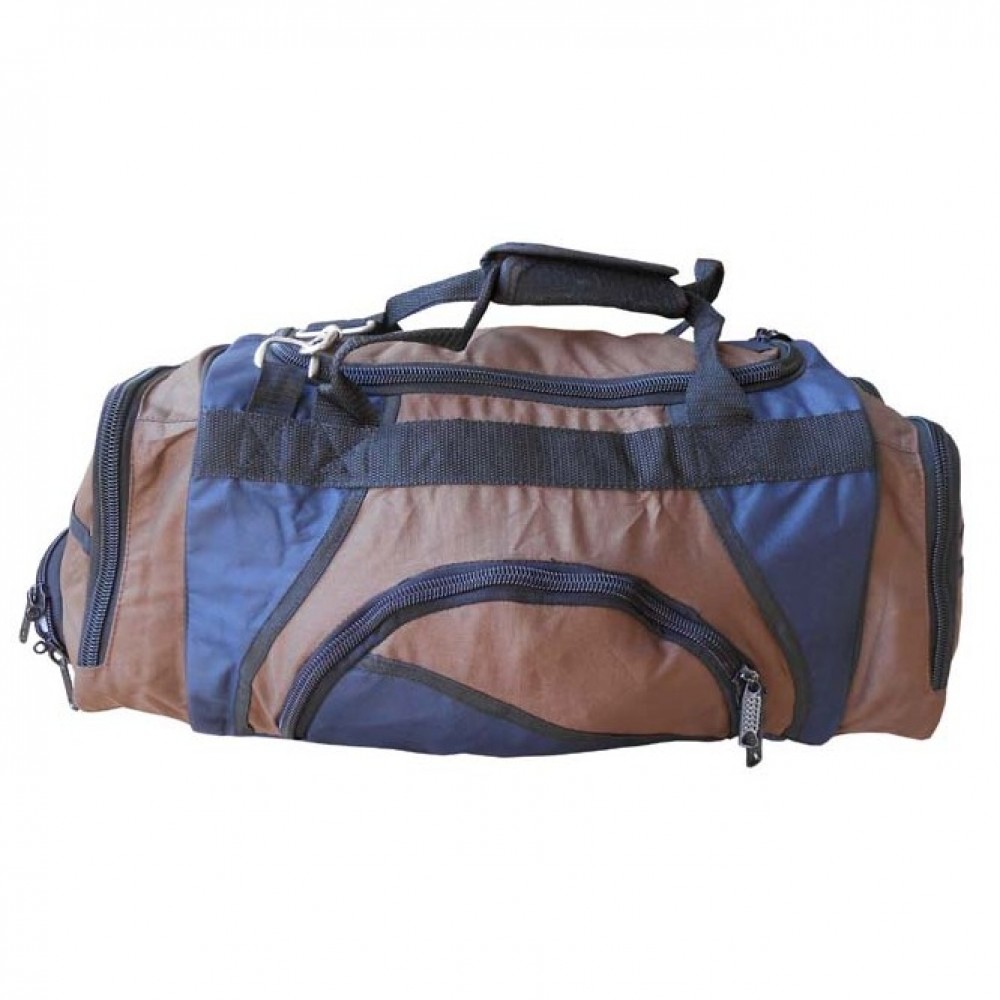Travel Bag - Small - Brown & Navy Blue